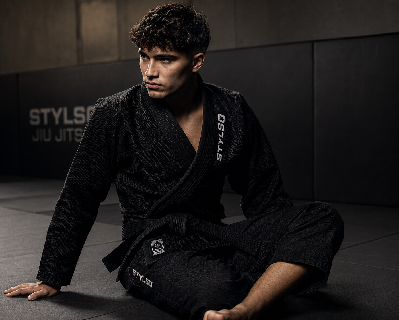 BJJ athlete in sitting guard position wearing compression gear — Stylso grappling guide