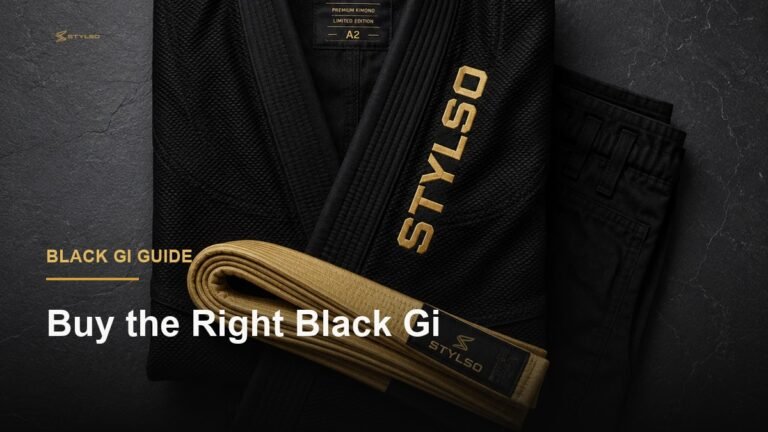 Stylso black pearl-weave BJJ gi — IBJJF-legal, durable, and ready for competition