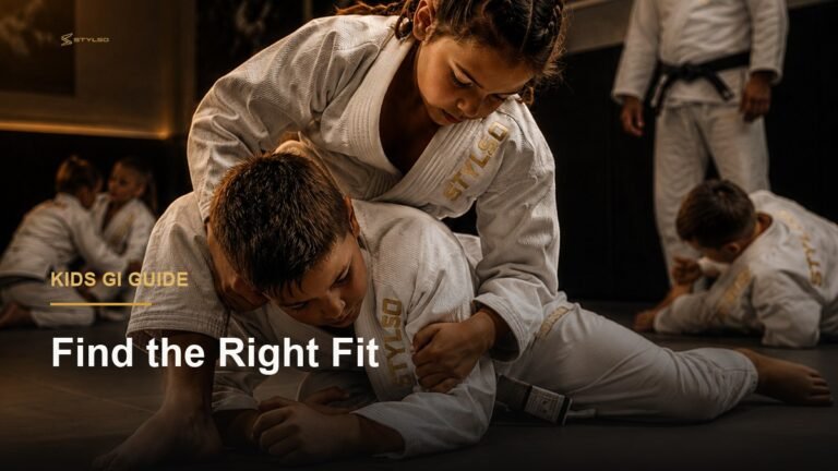 Child in Stylso BJJ gi ready to train — K-series size guide