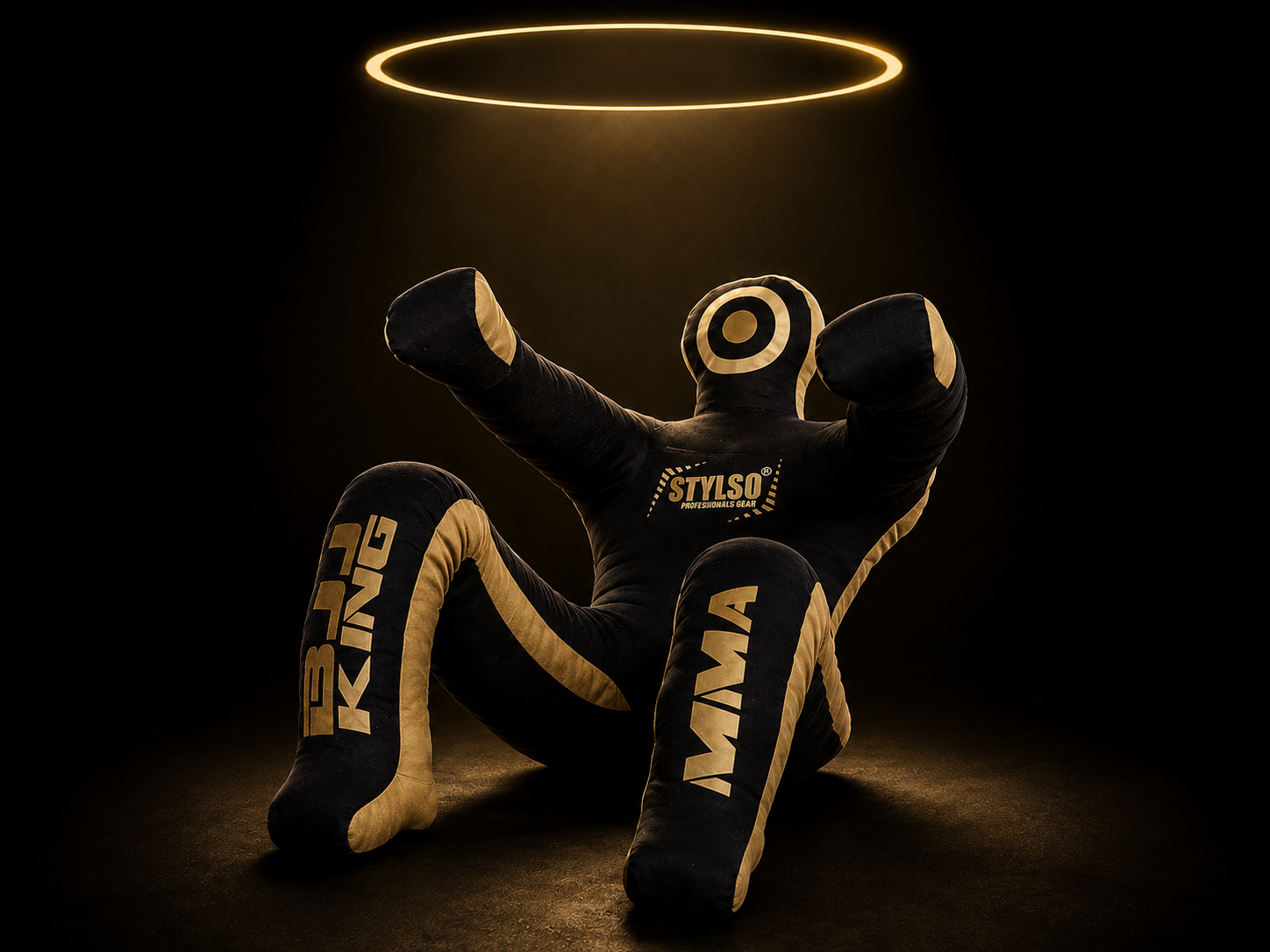 Stylso grappling dummy used during BJJ training — where headgear protects your ears during live rolling