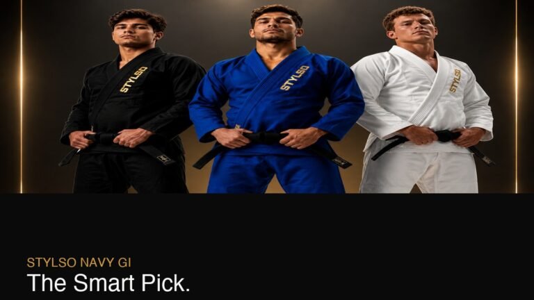 Athlete in navy/blue BJJ gi — Stylso grappling gear