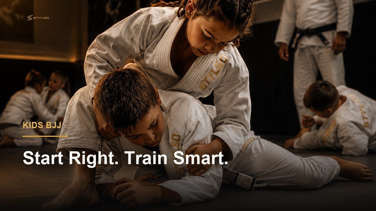 Child training BJJ in a Stylso kids gi — beginner's guide to starting BJJ