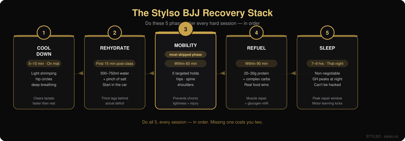 The Stylso BJJ Recovery Stack — 5 phases every grappler needs after training