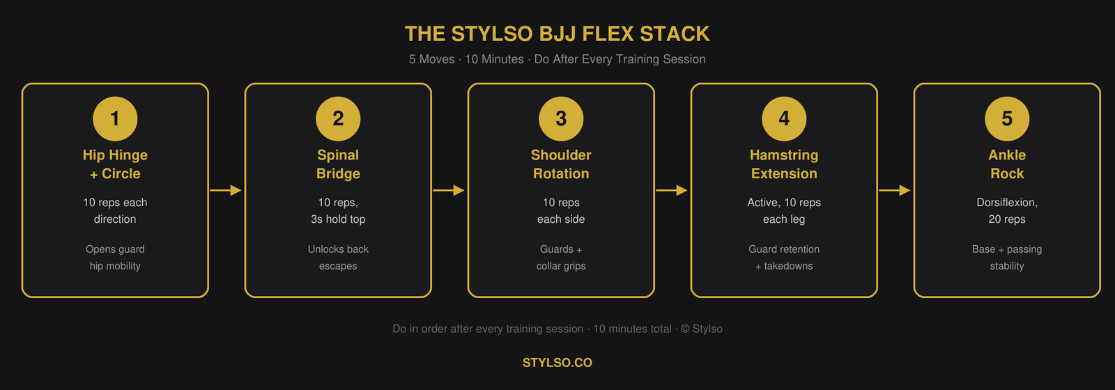 The Stylso BJJ Flex Stack — 5 Daily Moves for BJJ Flexibility