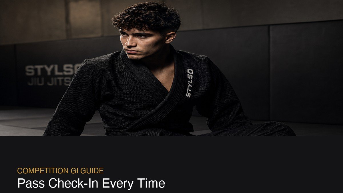 Stylso BJJ gi — athlete competition-ready, sitting pose