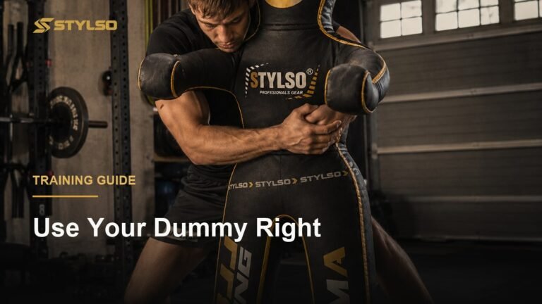 Athlete drilling with a Stylso BJJ grappling dummy — training frequency guide for BJJ